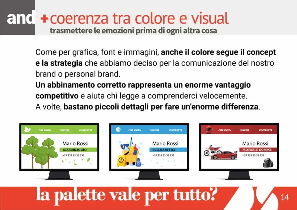 Corso base di grafica per contenuti social e digital 6 coerenza tra colore e visual